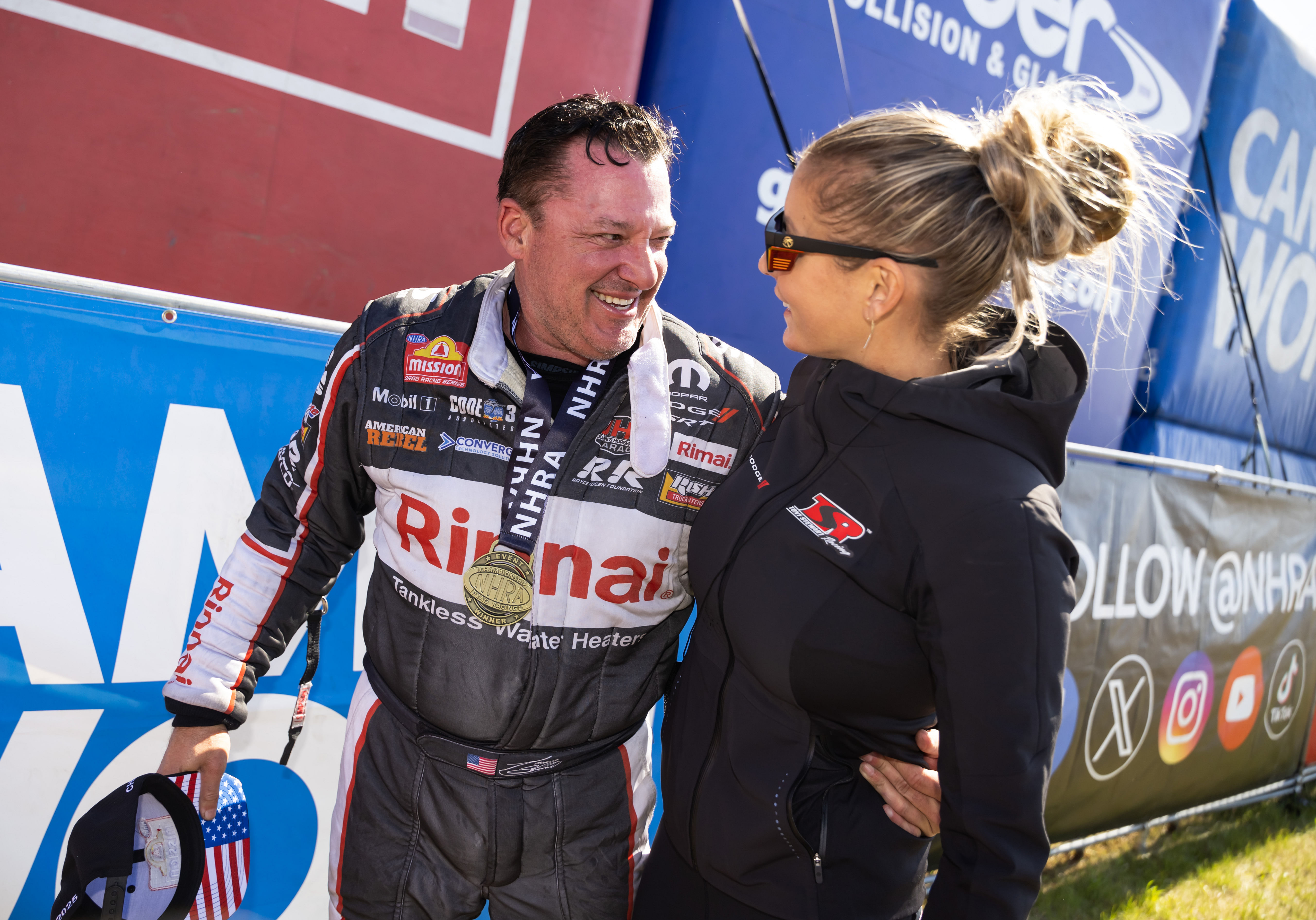 Leah Pruett and Tony Stewart at the Route 66 Nationals - Source: Imagn